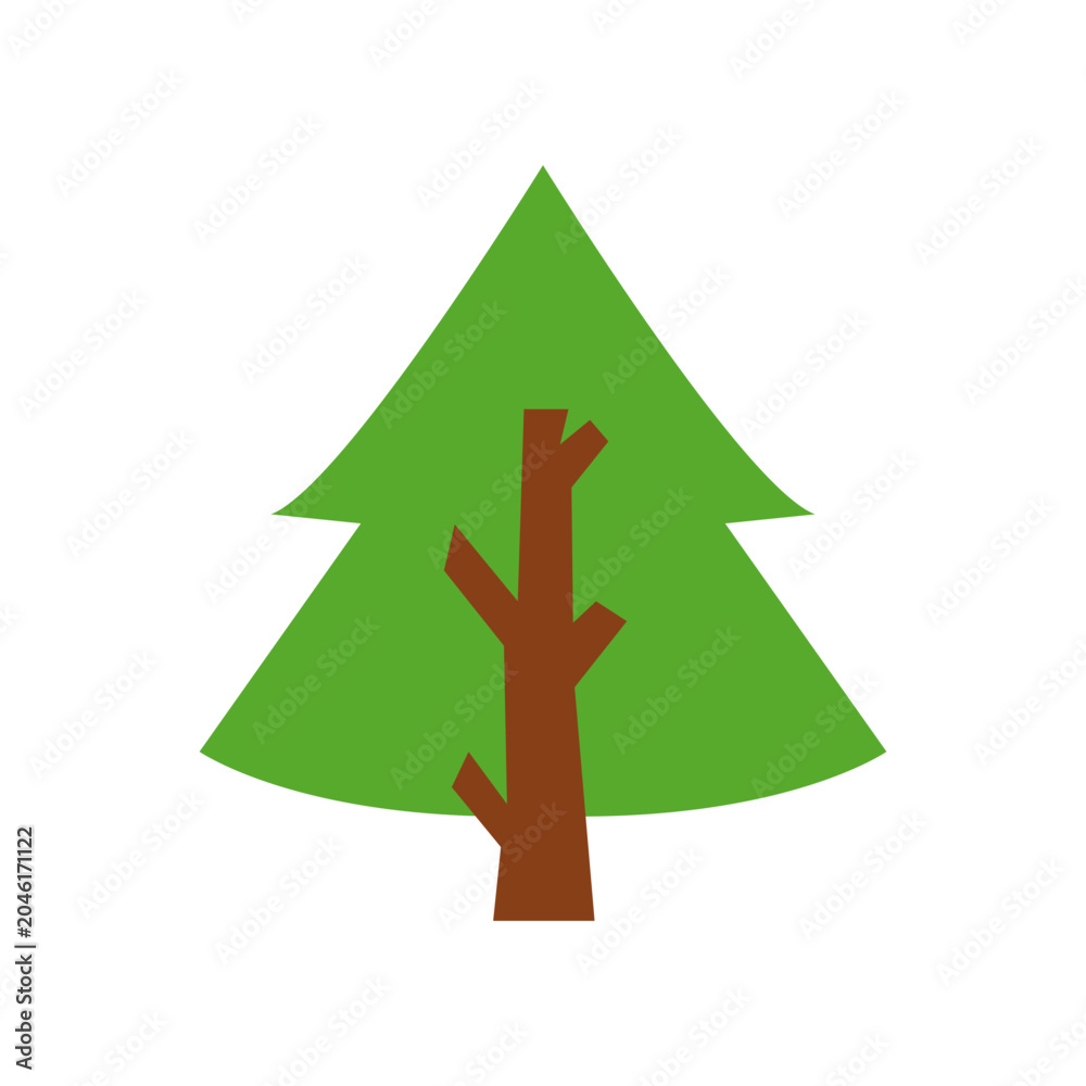 Obraz premium Simple Flat Vector Pine Tree Icon
