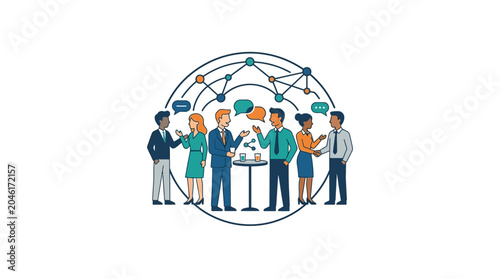 Canvas Print Diverse group of people networking together.