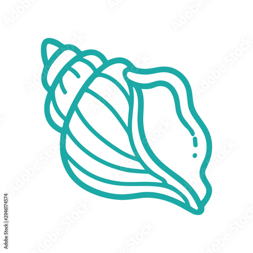 Foto Teal line art conch seashell outline.