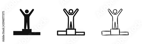 Принти на полотні Winner Success Icon Set - Achievement Competition and Podium Symbol Vector