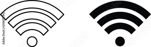 Fotografie Wifi signal strength icons set outline and filled versions