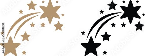 Set of vector silhouettes of people in festive Christmas star and ornament decorative pattern desi