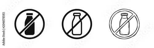 Εκτύπωση καμβά Dairy-free and lactose-free milk icons in three different visual styles for dietary and health information