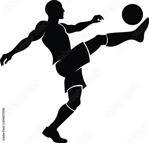 Football Freestyle Player Silhouette Vector Soccer Sports Icon