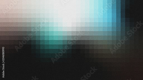 Vászonkép Abstract textured background featuring a grainy noise effect, layered grid stripes with a smooth gradient shifting from pale off-white to teal cyan and deep black