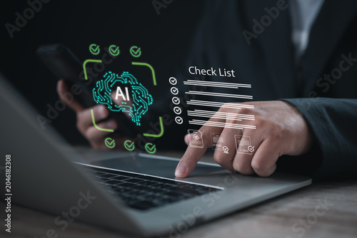 Obraz na plátně AI-powered checklist verification and document review process supporting complia
