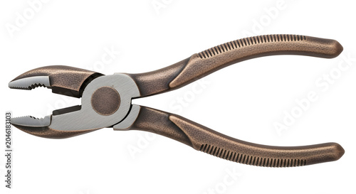 Gray metal combination pliers with knurled handles