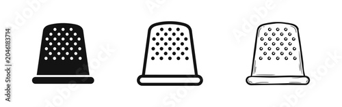 Foto Thimble Icon Set, Sewing Tailoring and Needlework Tool Symbols
