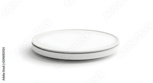 Minimalist white circular plate on clean surface