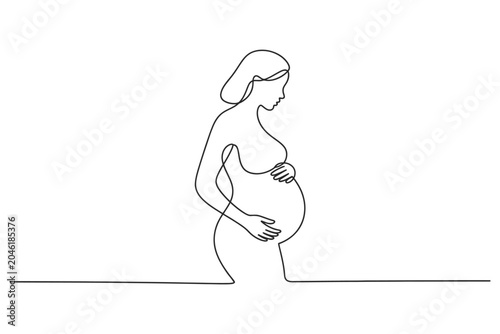 Foto Minimalist continuous line drawing of pregnancy with pregnancy maternity expecti