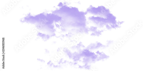 Bild auf Leinwand Soft Purple Clouds Against White Background, Ethereal Sky Element