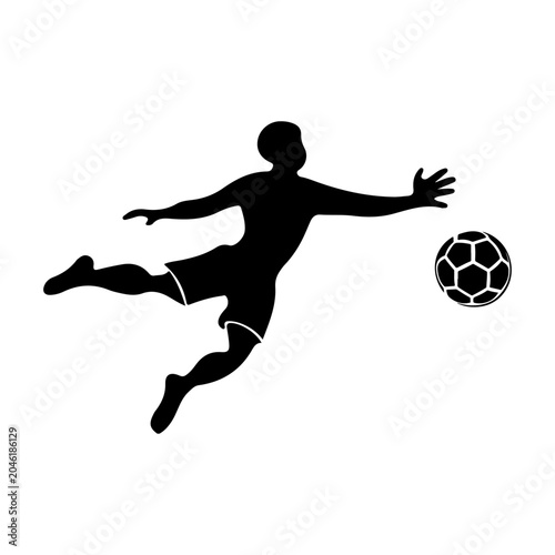 Soccer player kicking ball silhouette