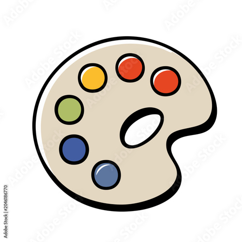 Artist palette with colorful paint dots