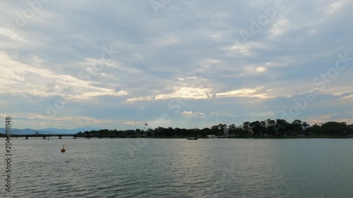 Perfume River in Hue, Vietnam. Landscape with Perfume river with bridge in Vietnam