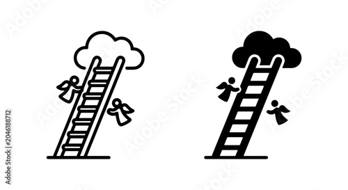 Photography Ascension ladder icon set, heaven stairway vector graphic, angelic ascent symbol