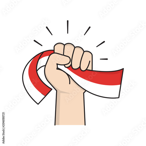 Raised Fist with Indonesian Ribbon