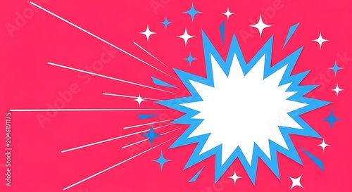 Explosive burst of light and energy on pink background