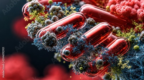 Antibiotic Capsules Fighting Harmful Bacterial Infection Concept