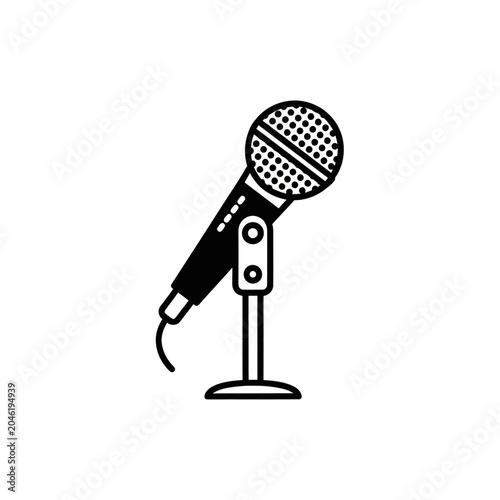 Vintage Dynamic Microphone on Stand.