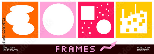 Bilde på lerret Kid photo frame with bold podcast square and circle on the music album cover