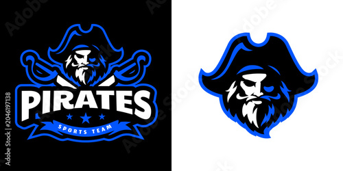 Schilderij op canvas Pirate Mascot Logo Template for Sports Team and Business Branding