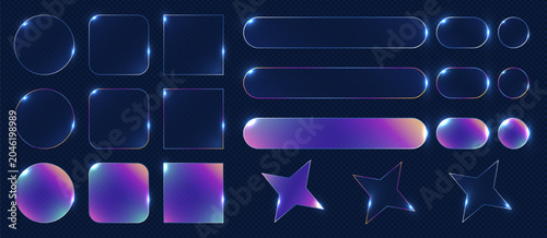 3D Glassmorphism Gradient Shapes Set. Vector illustration.
