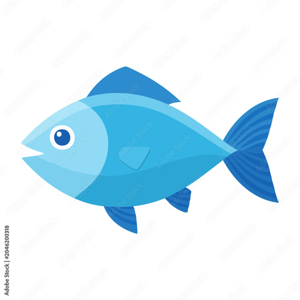 Obraz premium Flat design blue fish illustration