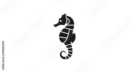 Black Seahorse Silhouette Ocean Animal.