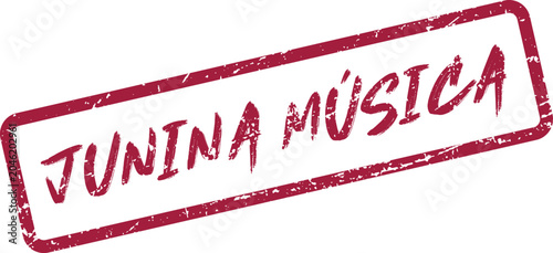 Foto Red distressed rubber stamp featuring Junina Música text for festive Brazilian m
