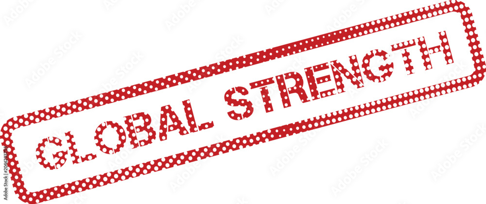 Εκτύπωση καμβά Red dotted rubber stamp impression displaying the vital message Global Strength
