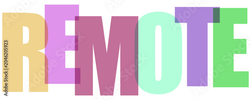 фотографія Remote work, colorful text, pastel letters, office concept, telecommute