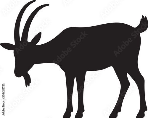 Black Goat Silhouette Farm Animal Vector