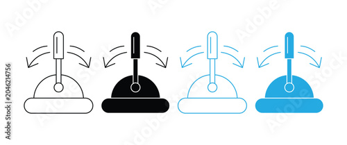 Schilderij op canvas Lever and Gear Shift Icon Set – Industrial Control Handle, Joystick & Mechanical