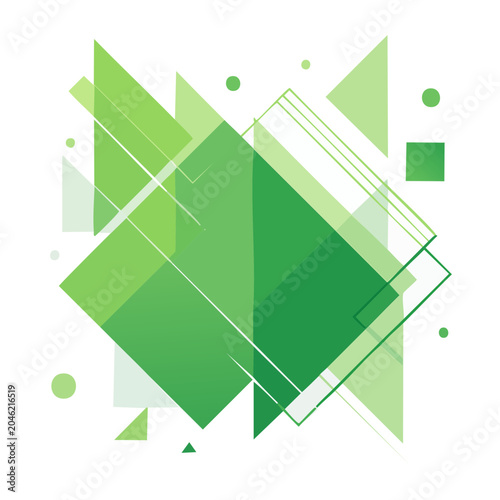Abstract green geometric shapes composition