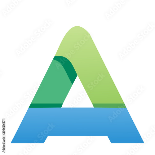 Abstract Letter A Logo with Green and Blue Gradient