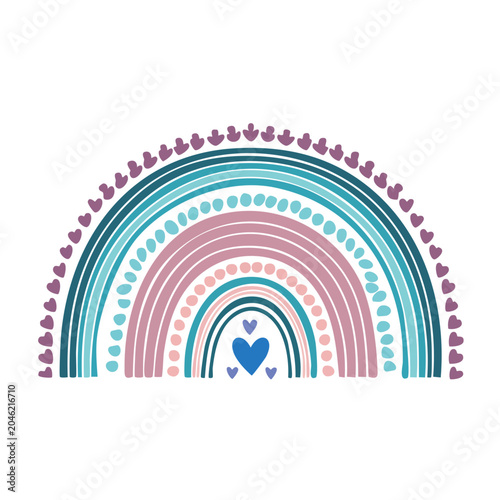 Boho rainbow with hearts illustration