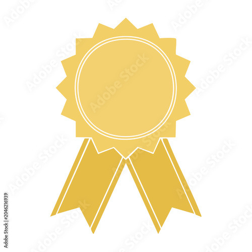 Golden award ribbon icon, flat design