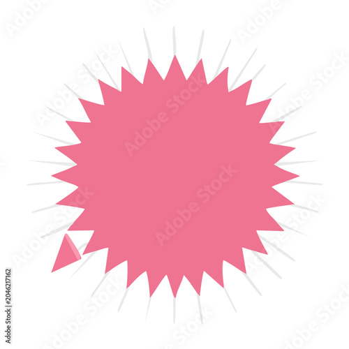 Pink starburst shape with white outline and shadow