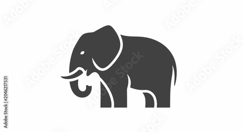 Tableau sur toile Black silhouette of an elephant.