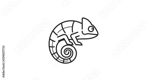 Fotografie Chameleon animal cartoon line drawing.