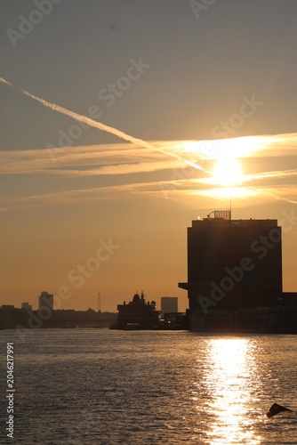 sunset over the river