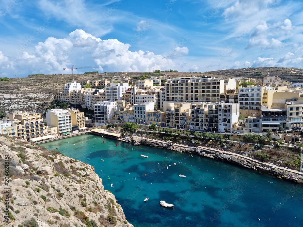 Fototapeta premium Amazing view from a cliff of a small town on Gozo