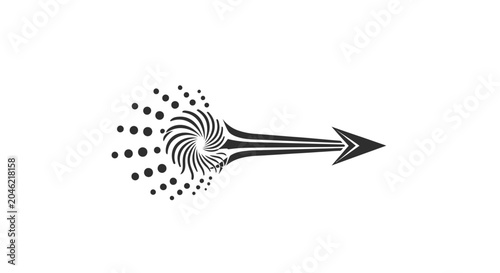 Dynamic Arrow Design with Swirling Dots and Forward Motion.