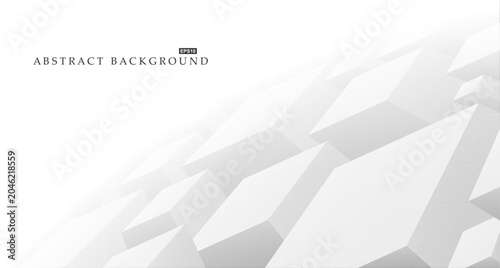 Abstract white futuristic background - 3d surface with geometric cube shapes. Bright creative design. Contemporary concept for business, technology, science, presentation or web design