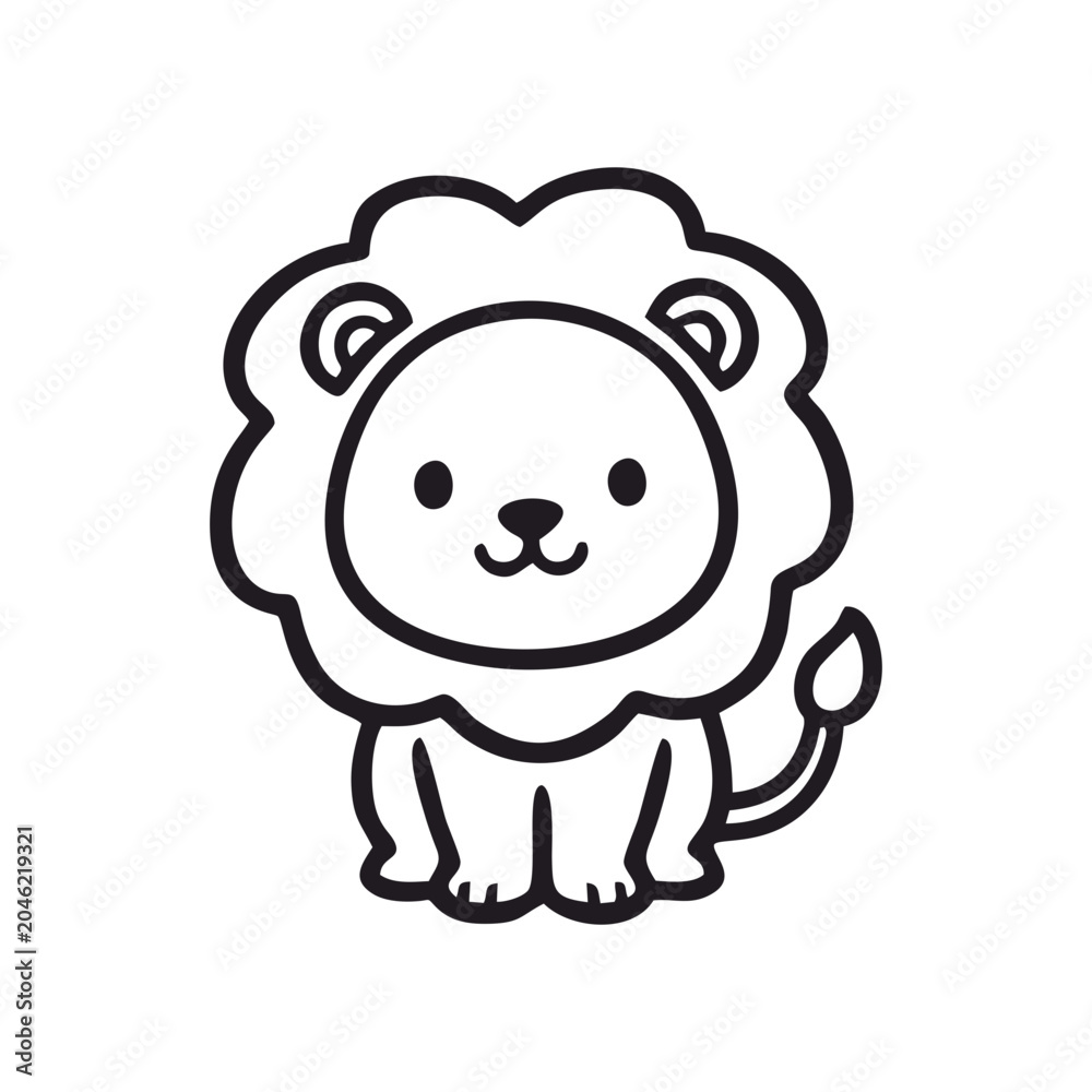 Obraz premium Cute Lion Cartoon Wild Animal Doodle Vector Illustration