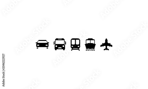 Transport icon set pixel. Transport pixel