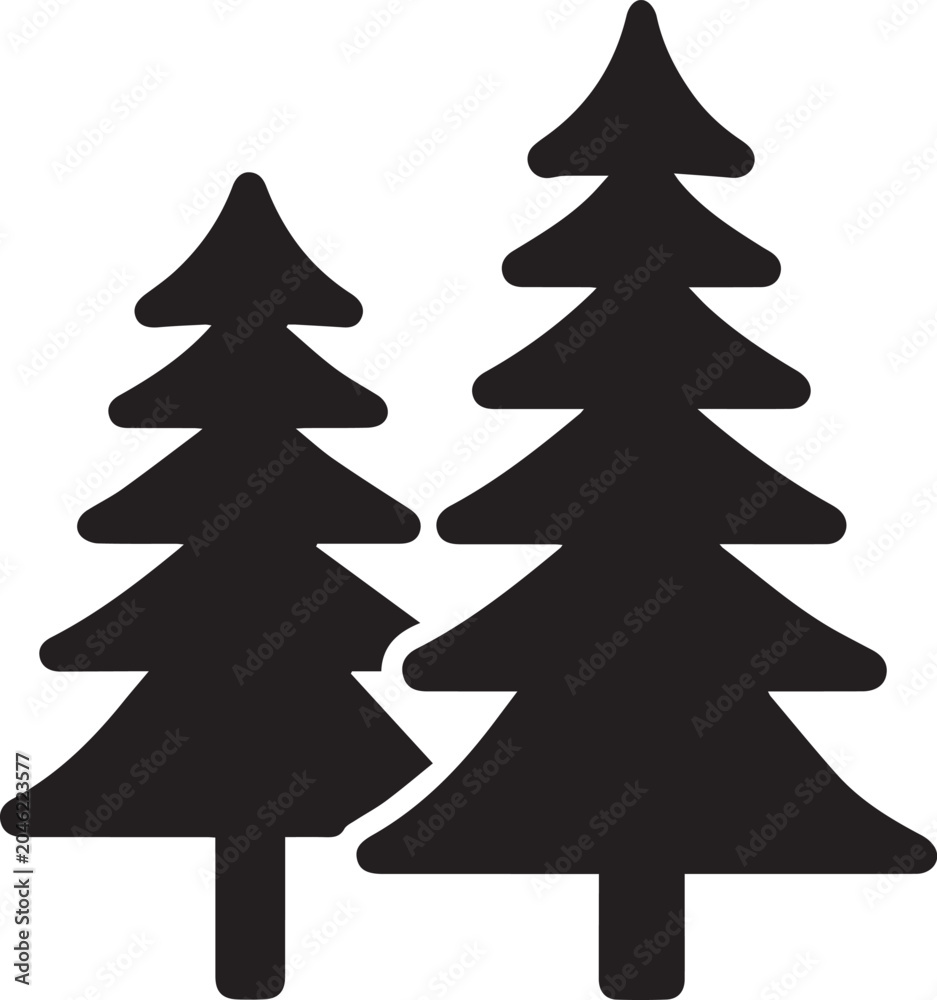 Obraz premium Pine Tree Silhouette Collection Isolated on White Background Vector Design