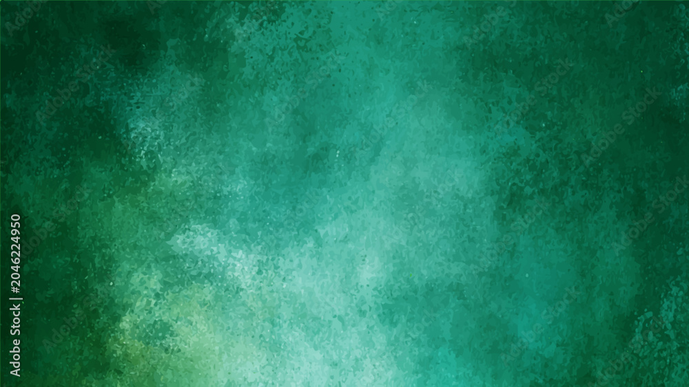 Fototapeta premium Emerald green watercolor texture background, vibrant abstract painted stucco wall surface with creative copy space
