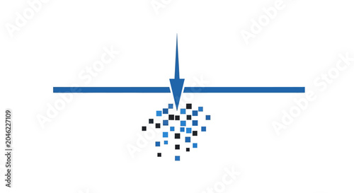 Fotografía Blue arrow hitting pixel target.
