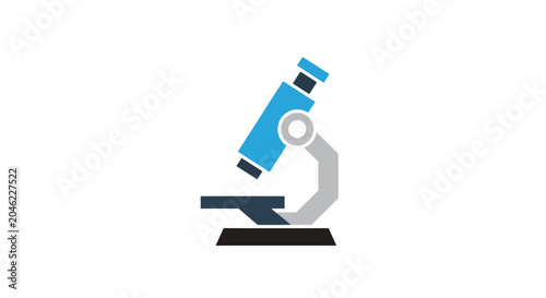 Blue Laboratory Microscope Instrument Closeup.